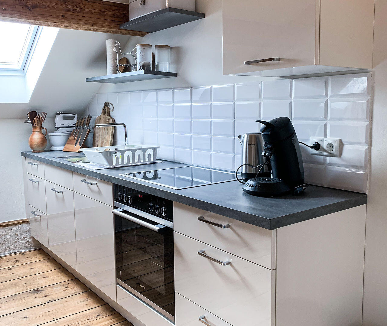 Moderne Küche mit Geschirrspüler, Induktionsherd &amp; Backofen